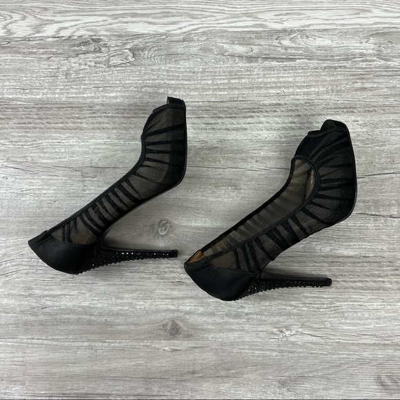 Mixx Shuz Amparo Pumps Size 7.5 Womens Black Mesh Rhinestone Platform High Heels - Picture 4 of 8